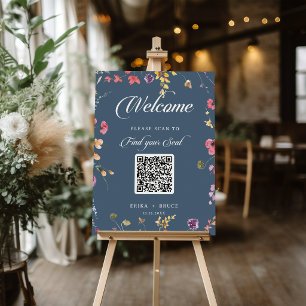 Elegant Botanical Floral QR Code Seating Chart Foam Board