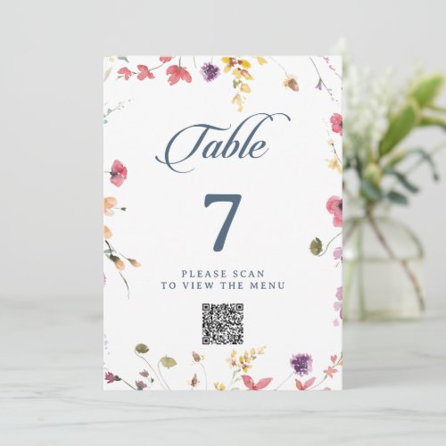 Elegant Botanical Floral QR Code Table Numbers
