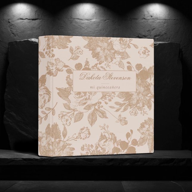 Elegant Botanical | Floral Quinceanera Photo Album 3 Ring Binder (Creator Uploaded)