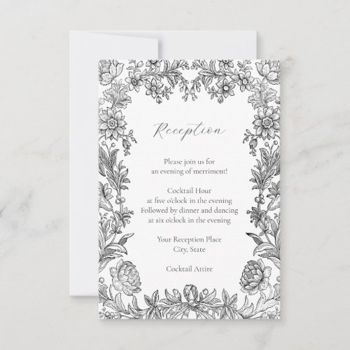 Elegant Botanical Floral Reception Enclosure Card 