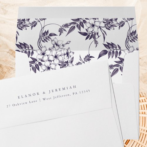 Elegant Botanical Floral Return Address Wedding Envelope