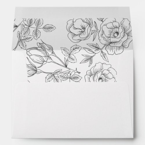 Elegant Botanical Floral RoseOutline Envelope