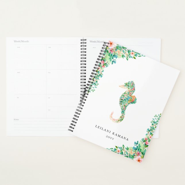 Elegant Botanical Floral Seahorse Planner (Display)