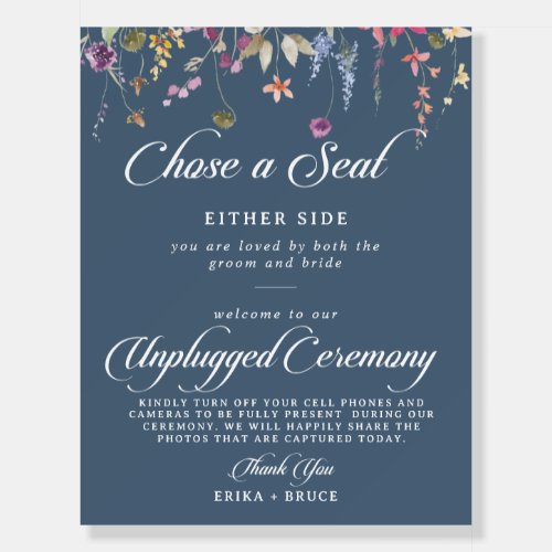 Elegant Botanical Floral Seat Unplugged Ceremony Foam Board