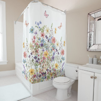 Elegant Botanical Floral Shower Curtain
