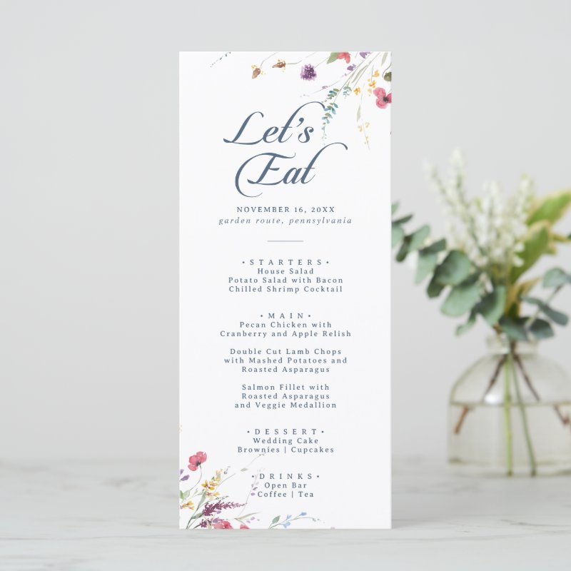 Elegant Botanical Floral Thank You and Wedding Menu