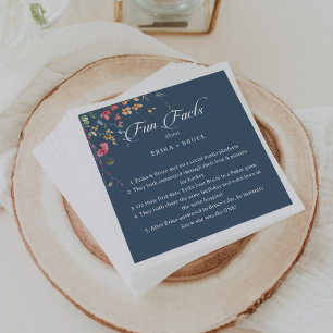 Elegant Botanical Floral Trivia Fun Facts Wedding Napkins