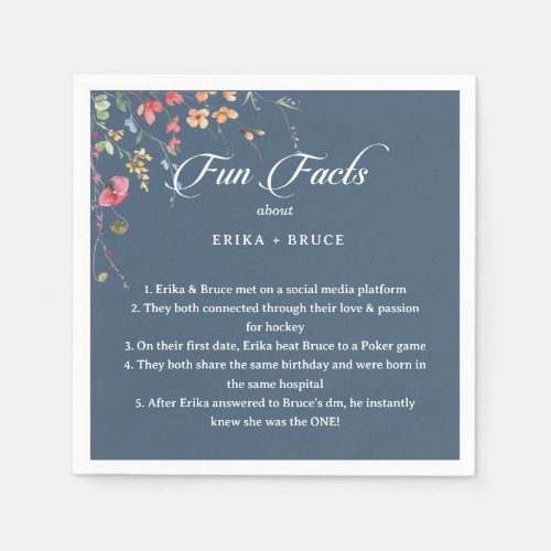 Elegant Botanical Floral Trivia Fun Facts Wedding Napkins
