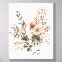 Elegant Botanical Floral Wall Art in Soft Neutral