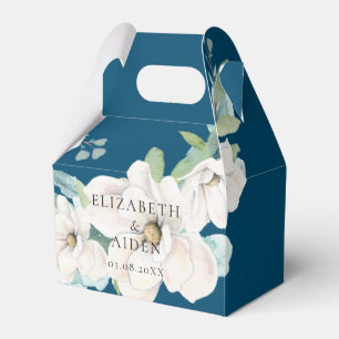 Elegant Botanical Floral Watercolor Wedding Blue Favor Boxes