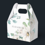 Elegant Botanical Floral Watercolor Wedding White  Favor Boxes<br><div class="desc">White Floral Watercolor Favor Box – Elegant Botanical Design - Personalized With Your Name & Date. Soft watercolor florals in ivory and muted green tones bring timeless elegance to this favor box – perfect for classic weddings, garden receptions, or romantic spring and summer celebrations. Personalize it with the couple's names...</div>