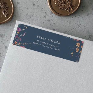 Elegant Botanical Floral Wedding Address Return Label