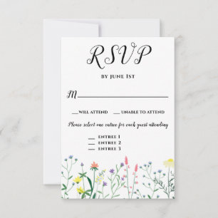 Elegant Botanical Floral Wedding Event 3 Choices RSVP Card