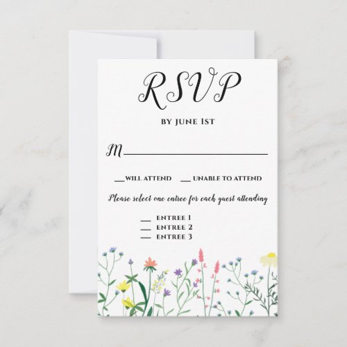 Elegant Botanical Floral Wedding Event 3 Choices RSVP Card