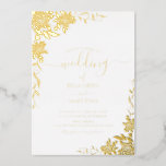 Elegant Botanical Floral  Wedding  Foil Invitation at Zazzle