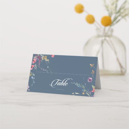 Elegant Botanical Floral Wedding Folded Place Card