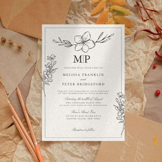 Elegant Botanical Floral Wedding Invitation (Creator Uploaded)