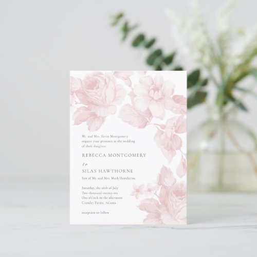 Elegant Botanical Floral Wedding Postcard
