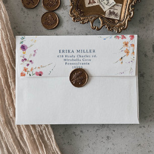 Elegant Botanical Floral Wedding Return Envelope