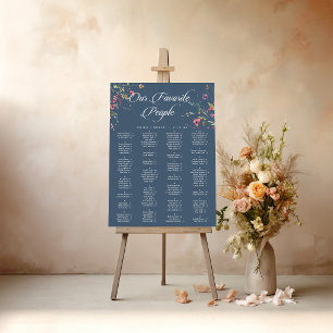 Elegant Botanical Floral Wedding Seating Chart Foam Board