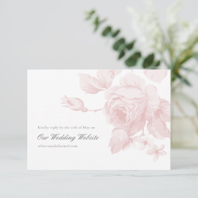Elegant Botanical Floral Wedding Website RSVP Card (Standing Front)