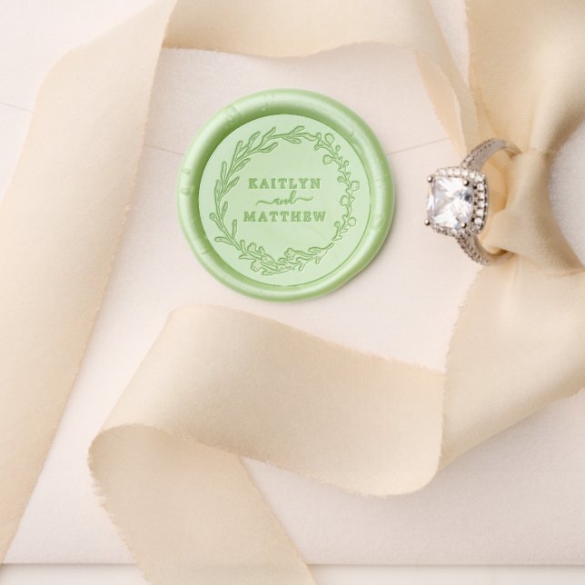Elegant Botanical Floral Wreath Wedding Wax Seal Stamp (Insitu (Wedding))