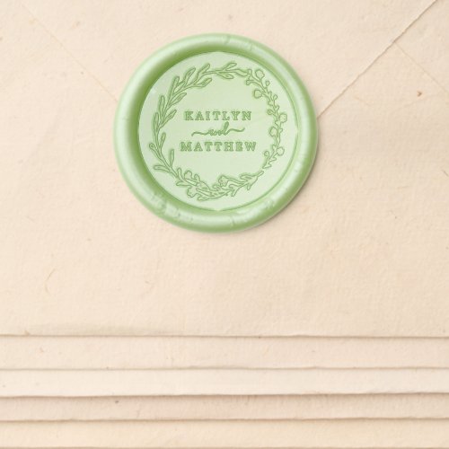 Elegant Botanical Floral Wreath Wedding Wax Seal Sticker