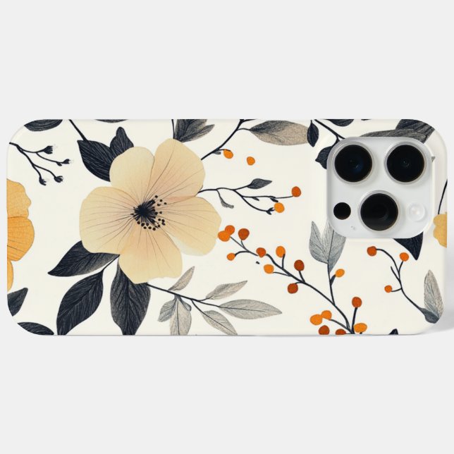 Elegant Botanical Flower & Leaf iPhone Case 2 (Back (Horizontal))