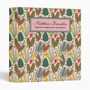 Elegant Botanical Flowers Greenery 3 Ring Binder