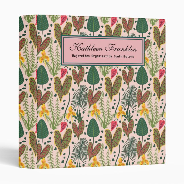 Elegant Botanical Flowers Greenery 3 Ring Binder (Front/Spine)