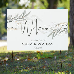 Elegant Botanical Flowers Wedding Welcome Sign