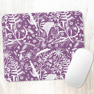 Elegant Botanical Folage Purple Mouse Pad