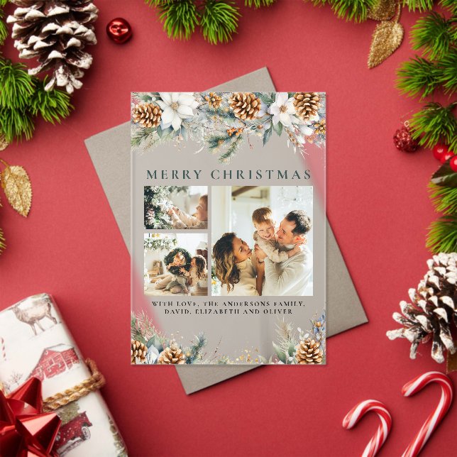 Elegant Botanical Foliage | Photo Christmas Card Acrylic Invitations (Insitu (Holiday))