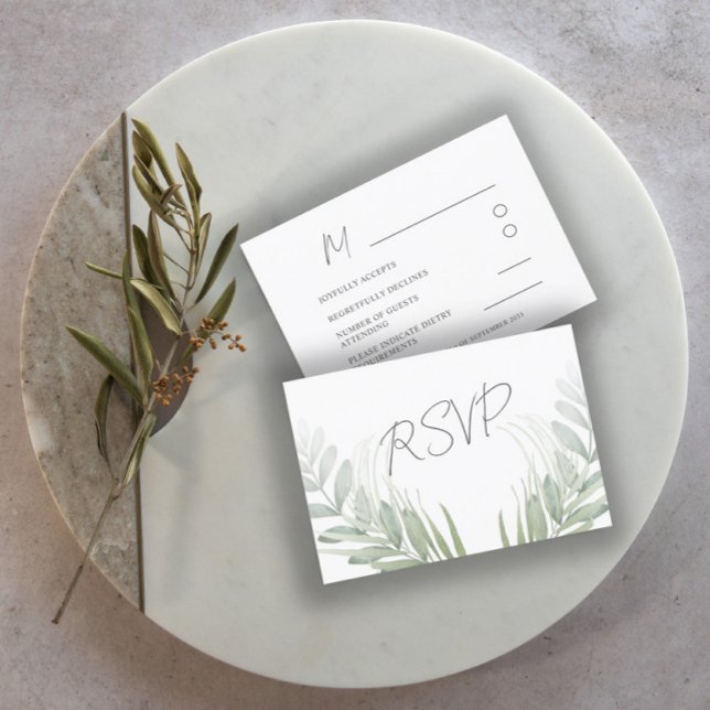 Elegant Botanical Foliage Sage Green RSVP (Creator Uploaded)