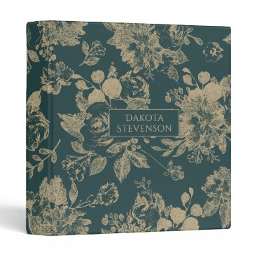 Elegant Botanical | Forest Green Gold Floral Photo 3 Ring ...