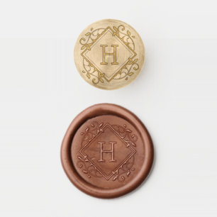 Elegant Botanical Frame Family Initial Monogram Wax Seal Stamp