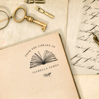 Elegant Botanical From The Library Of Custom Name Rubber Stamp