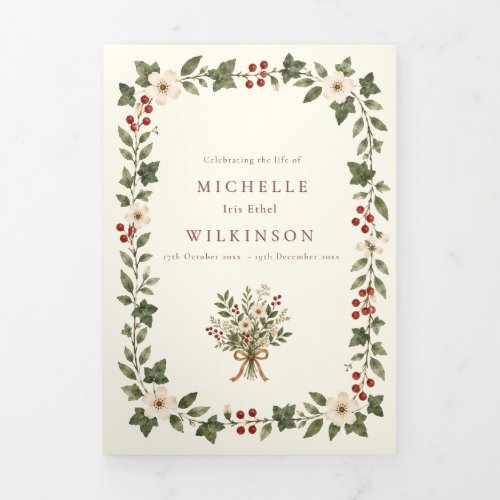Elegant Botanical Funeral Program