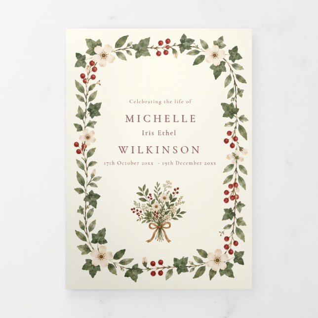 Elegant Botanical Funeral Program (Cover)