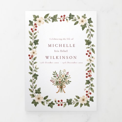 Elegant Botanical Funeral Program