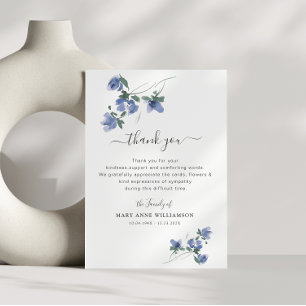 elegant botanical funeral thank you note card