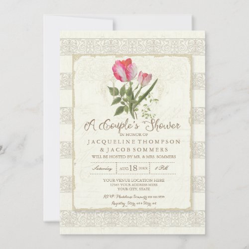 Elegant Botanical Garden Floral Couples Shower  Invitation