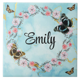 Elegant Botanical Garden Floral Pattern Ceramic Tile