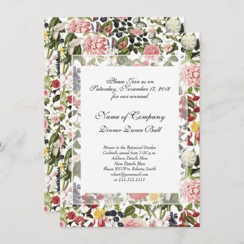 Elegant Botanical Garden Gala Dinner Spring Flower Invitation