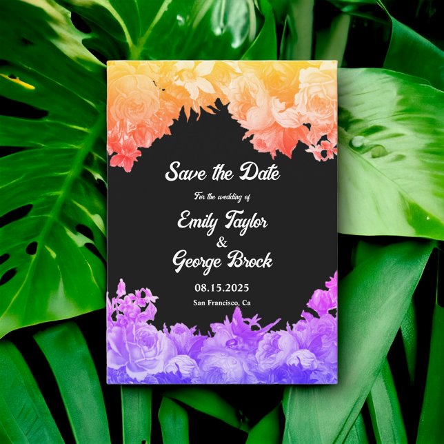 Elegant Botanical Garden Neon Light Floral Wedding Save The Date (Creator Uploaded)