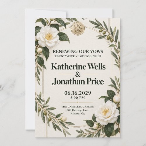Elegant Botanical Garden Vow Renewal Anniversary I Invitation