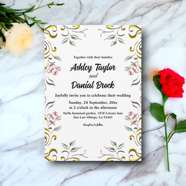 Elegant Botanical Garden Watercolor Floral Wedding Invitation (Creator Uploaded)