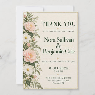 Elegant Botanical Garden Wedding Thank You Invitation