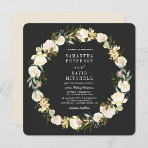 Elegant Botanical Garland Floral Organic Wedding Invitation