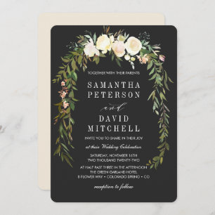 Elegant Botanical Garland Floral Organic Wedding Invitation